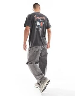 Tommy Jeans Fun Record Backprint Graphic T-shirt In Washed Black For Men -Tommy Hilfiger Store 207285894 3
