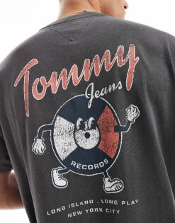 Tommy Jeans Fun Record Backprint Graphic T-shirt In Washed Black For Men -Tommy Hilfiger Store 207285894 4