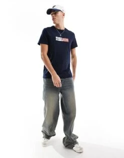 Tommy Jeans Block Font Logo T-shirt In Navy For Men Dark Night Navy -Tommy Hilfiger Store 207285927 4