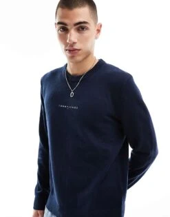 Tommy Jeans Linear Logo Jumper In Navy For Men Dark Night Navy -Tommy Hilfiger Store 207285990 1 darknightnavy 1