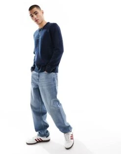 Tommy Jeans Linear Logo Jumper In Navy For Men Dark Night Navy -Tommy Hilfiger Store 207285990 4