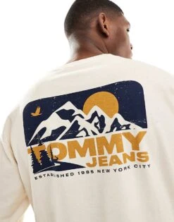 Tommy Jeans Outdoors Logo Back Print T-shirt In Ecru And Navy For Men -Tommy Hilfiger Store 207286119 3