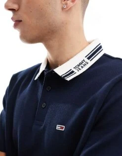 Tommy Jeans Tipped Polo Shirt In Navy For Men Dark Night Navy -Tommy Hilfiger Store 207286152 3