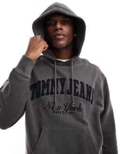 Tommy Jeans Vintage Varsity Hoodies In Washed Black For Men -Tommy Hilfiger Store 207286194 1 black 1