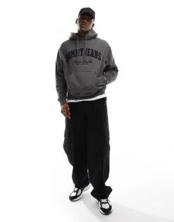 Tommy Jeans Vintage Varsity Hoodies In Washed Black For Men -Tommy Hilfiger Store 207286194 4