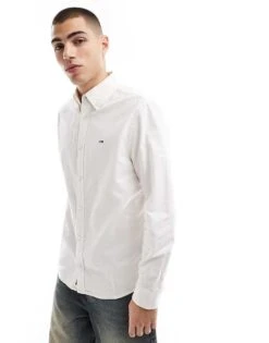 Tommy Jeans Regular Oxford Shirt In White For Men Ecru -Tommy Hilfiger Store 207286218 1 ecru 1