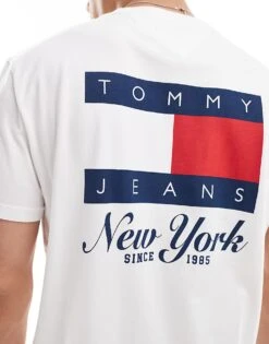 Tommy Jeans Flag Back Print Graphic T-shirt In White For Men Ecru -Tommy Hilfiger Store 207286244 3
