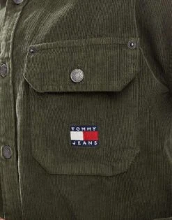Tommy Jeans Cord Shirt In Dark Olive Green For Men Fatigue Green -Tommy Hilfiger Store 207286263 3
