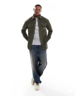 Tommy Jeans Cord Shirt In Dark Olive Green For Men Fatigue Green -Tommy Hilfiger Store 207286263 4