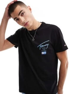 Tommy Jeans Regular Signature Back Print T-shirt In Black And Blue For Men -Tommy Hilfiger Store 207286327 1 black 1