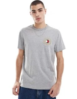 Tommy Jeans Small Crest Logo T-shirt In Grey For Men Grey Htr -Tommy Hilfiger Store 207286353 1 greyhtr 1