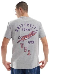 Tommy Jeans University Logo T-shirt In Grey For Men Grey Htr -Tommy Hilfiger Store 207286379 1 greyhtr 1