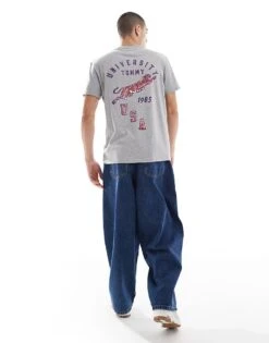 Tommy Jeans University Logo T-shirt In Grey For Men Grey Htr -Tommy Hilfiger Store 207286379 4