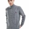 Tommy Jeans Cable Knit 1/4 Zip Jumper In Grey For Men Grey Htr -Tommy Hilfiger Store 207286455 1 greyhtr
