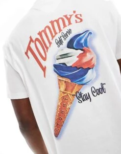 Tommy Jeans Tomy Jeans Icecream Fun Back Print Graphic T-shirt In White For Men Ecru -Tommy Hilfiger Store 207286498 3