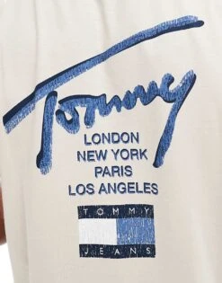 Tommy Jeans Regular Signature Back Print T-shirt In Off White And Blue For Men Newsprint -Tommy Hilfiger Store 207286510 3