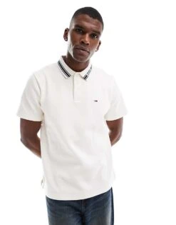 Tommy Jeans Tipped Polo Shirt In Off White For Men Ancient White -Tommy Hilfiger Store 207286518 1 ancientwhite 1