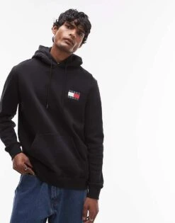 Tommy Jeans Essential Flag Hoodie In Black For Men -Tommy Hilfiger Store 207442699 1 black 1