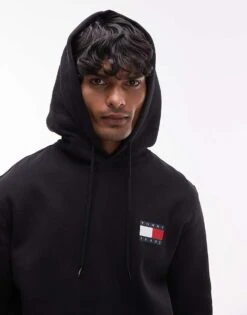 Tommy Jeans Essential Flag Hoodie In Black For Men -Tommy Hilfiger Store 207442699 4