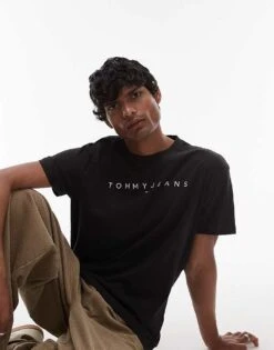 Tommy Jeans Linear Logo T-shirt In Black For Men -Tommy Hilfiger Store 207442725 4