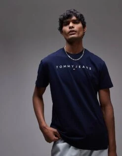 Tommy Jeans Linear Logo T-shirt In Navy For Men -Tommy Hilfiger Store 207442745 1 navy 1