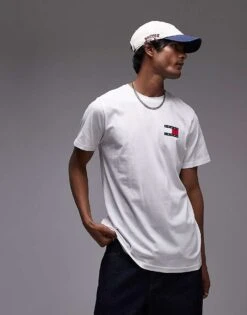 Tommy Jeans Essential Flag Slim Fit T-shirt In White For Men -Tommy Hilfiger Store 207442757 4