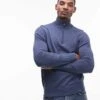 Tommy Hilfiger Half-zip Mock Turtleneck Jumper In Dark Blue For Men Grey Blue
