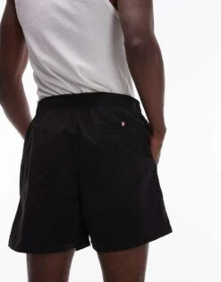 Tommy Hilfiger Drawstring Large Flag Swim Shorts In Black For Men -Tommy Hilfiger Store 207684645 4