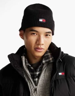Tommy Jeans Heritage Rib-knit Beanie In Black For Men