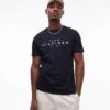 Tommy Hilfiger Logo Crew Neck T-shirt In Navy Blue For Men Dark Blue -Tommy Hilfiger Store 207713907 1 darkblue