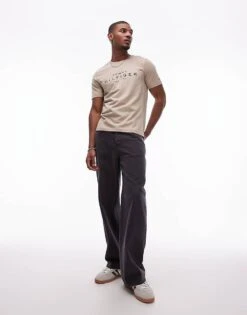 Tommy Hilfiger Logo Crew Neck T-shirt In Beige For Men -Tommy Hilfiger Store 207713932 3