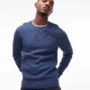 Tommy Hilfiger Herringbone Knit Crew Neck Jumper In Dark Blue For Men -Tommy Hilfiger Store 207713976 1 darkblue
