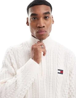 Tommy Jeans Half-zip Jumper With Wool In White For Men -Tommy Hilfiger Store 207714140 1 white 1