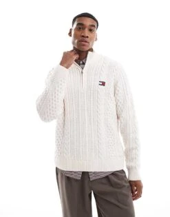 Tommy Jeans Half-zip Jumper With Wool In White For Men -Tommy Hilfiger Store 207714140 3