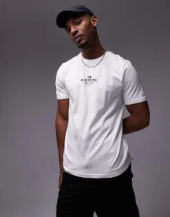 Tommy Hilfiger Logo Crew Neck T-shirt In White For Men -Tommy Hilfiger Store 207714175 1 white 1