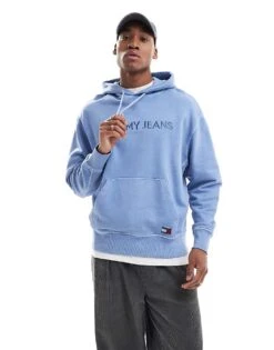Tommy Jeans Tonal Logo Embroidery Relaxed Hoody In Blue For Men -Tommy Hilfiger Store 207714262 1 blue 1
