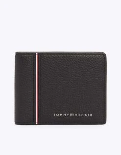 Tommy Hilfiger Th Business Corporate Bifold Leather Wallet In Black For Men