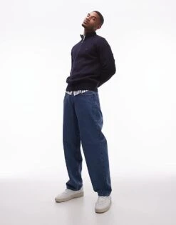 Tommy Hilfiger Herringbone Knit Half-zip Jumper In Navy Blue For Men Dark Blue -Tommy Hilfiger Store 207714437 3