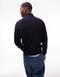 Tommy Hilfiger Herringbone Knit Half-zip Jumper In Navy Blue For Men Dark Blue -Tommy Hilfiger Store 207714437 4
