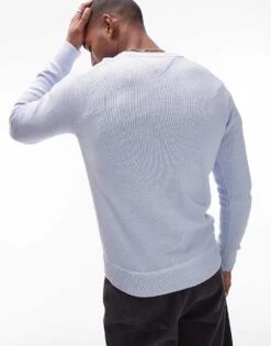 Tommy Hilfiger Flag Embroidery Relaxed Jumper In Light Blue For Men -Tommy Hilfiger Store 207714852 3