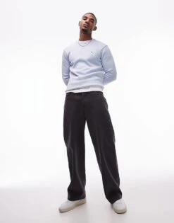 Tommy Hilfiger Flag Embroidery Relaxed Jumper In Light Blue For Men -Tommy Hilfiger Store 207714852 4