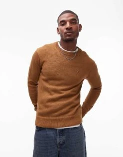 Tommy Hilfiger Flag Embroidery Relaxed Jumper In Brown For Men -Tommy Hilfiger Store 207714872 3