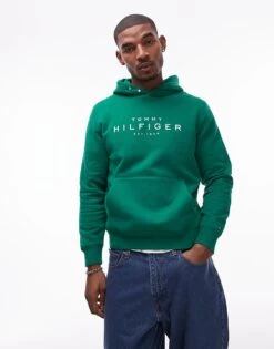 Tommy Hilfiger Snap-button Logo Hoody In Green For Men -Tommy Hilfiger Store 207714958 1 green 1