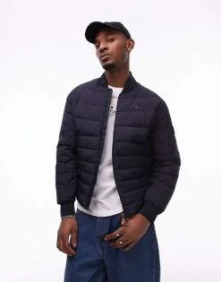 Tommy Hilfiger Padded Relaxed Bomber Jacket In Navy Blue For Men Dark Blue