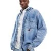 Tommy Jeans Relaxed Fit Distressed Denim Overshirt In Blue For Men