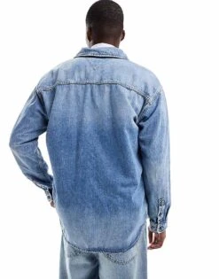 Tommy Jeans Relaxed Fit Distressed Denim Overshirt In Blue For Men -Tommy Hilfiger Store 207715031 2