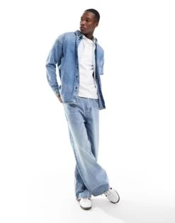 Tommy Jeans Relaxed Fit Distressed Denim Overshirt In Blue For Men -Tommy Hilfiger Store 207715031 4