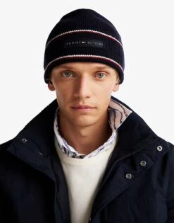 Tommy Hilfiger Corporate Logo Wool Rich Beanie In Navy Blue For Men -Tommy Hilfiger Store 207725797 1 navyblue 1