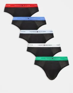 Tommy Hilfiger Signature Cotton Essentials 5 Pack Briefs In Black With Multi Waistbands For Men Irs Blu/wht/p Gr/ -Tommy Hilfiger Store 207735903 1 irsbluwhtpgr 1