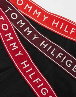 Tommy Hilfiger Everyday Essentials 3 Pack Trunks In Black With Red Waistbands For Men Hot Heat/med Red/d -Tommy Hilfiger Store 207736080 3